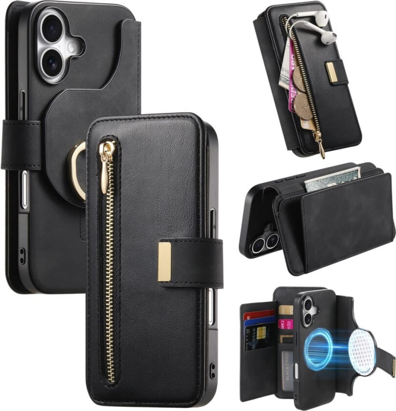 Flippdeksel med lommebok, ring og stativ til Samsung S24