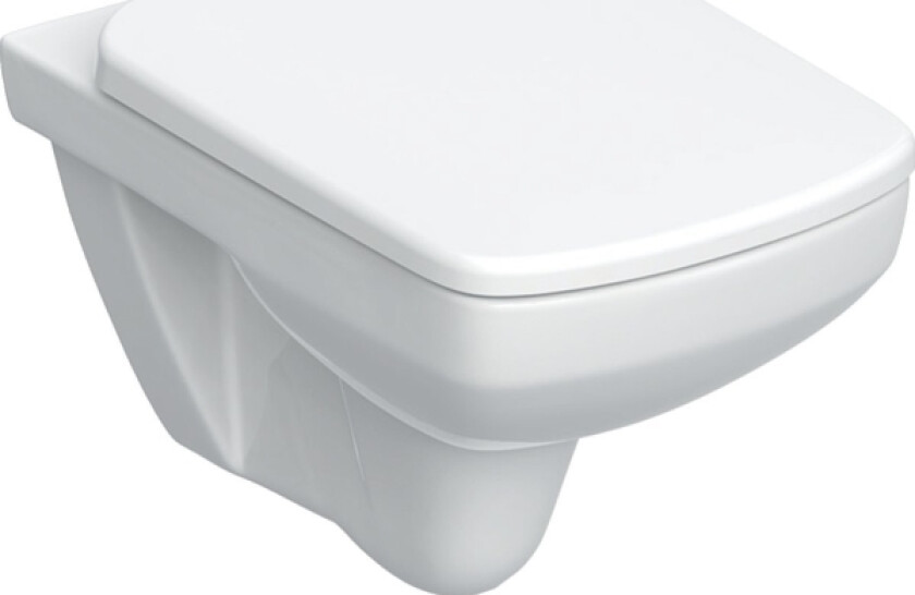 Geberit Geberit Selnova Firkantet Vegghengt Toalettskål, Traktformet, B35,5Cm, H39cm, T53cm, Rimfree, Med Toalettsete, Toppmontering, Fritt Fall, Med