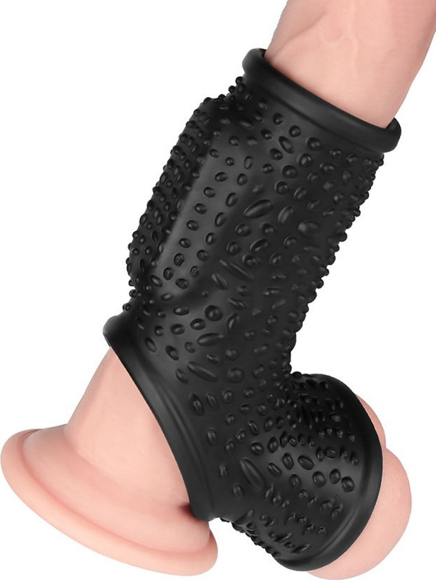 LoveToy: Vibrating Knights Ring Sleeve, Drip, svart