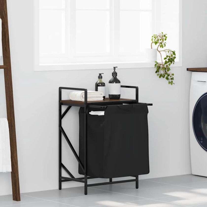 skittentøyskurv 1 rom med hylle brun eik