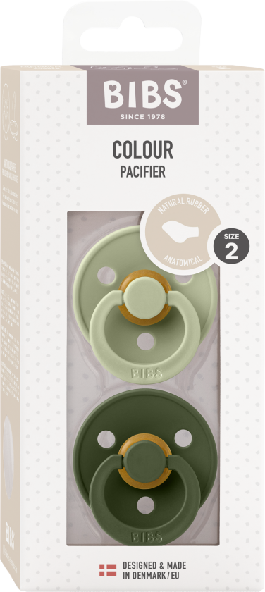 Pacifier Colour 2 PACK Latex - Sage/Hunter Green - Size 2