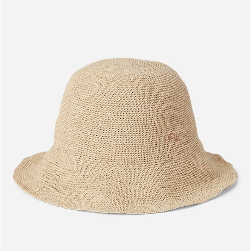 Logo Embroidered Crochet Straw Hat - Natural Hvit OS