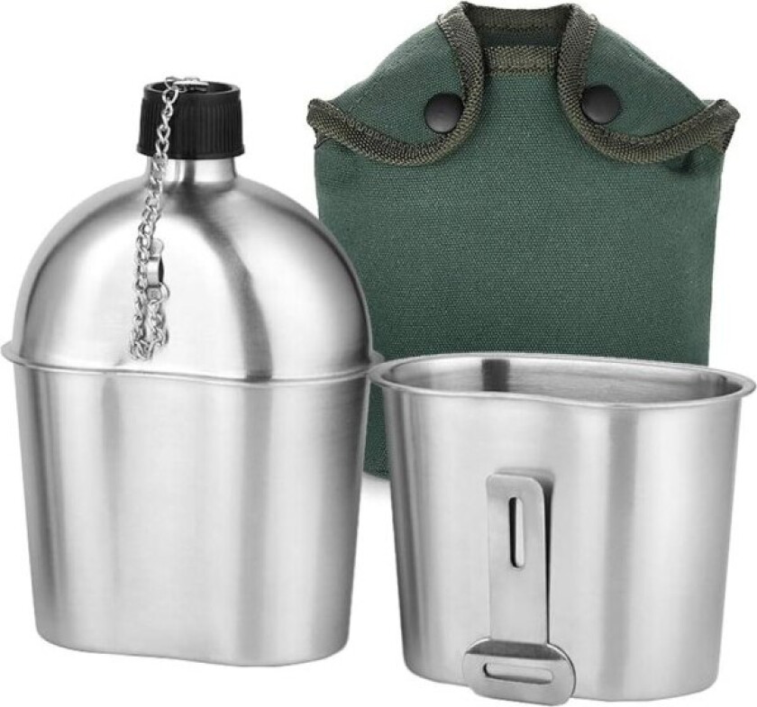 Militær drikkeflaske sett 2 stk 1000 ml 600 ml rustfritt stål militær