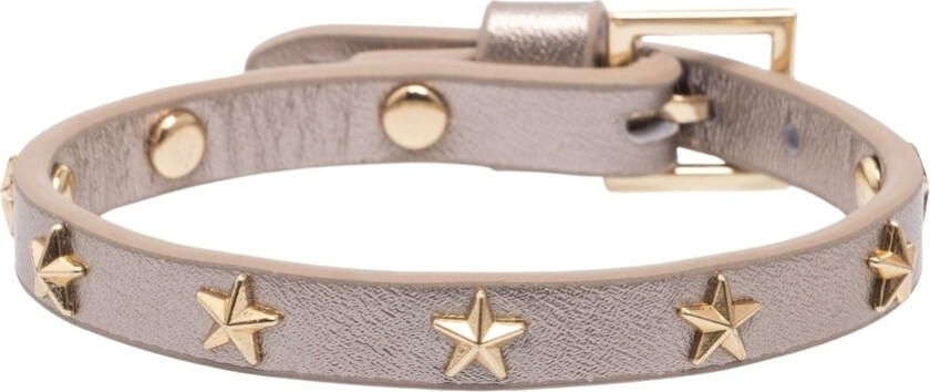 Leather Star Stud Bracelet Mini Champagne Metallic