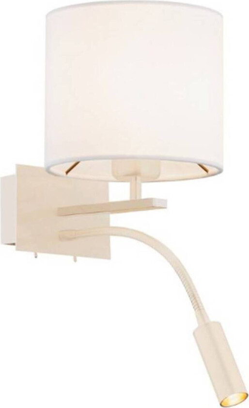 Bilo vegglampe, beige, tekstil, 2 lyskilder, leselampe