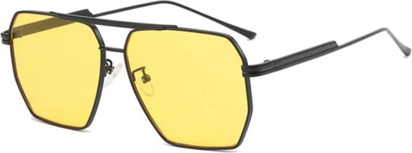 Moderne Pilot Aviator Solbriller Svart Gult Glass