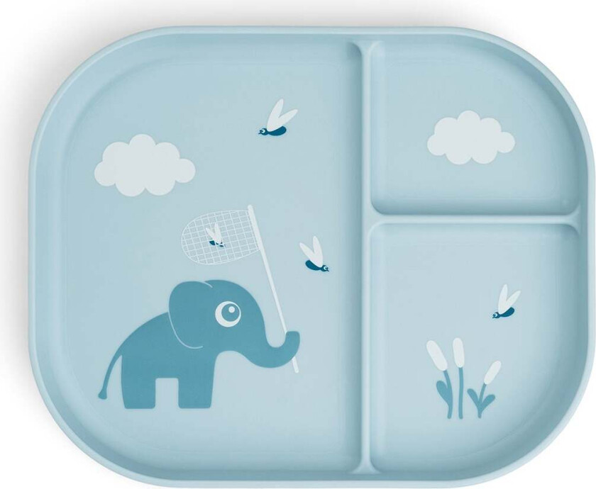 Playground Stick & Stay Delt Silikontallerken, Elphee Blue - Tåteflasker & Tilbehør