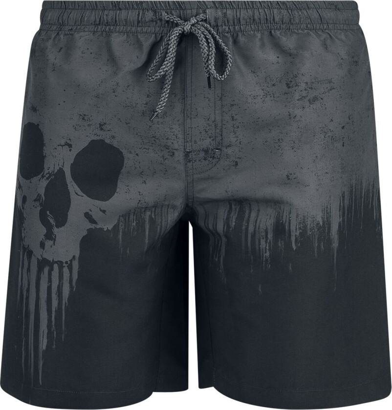 Badeshorts - Swim Shorts With Skull Print - M til XXL - Herrer - grå-svart