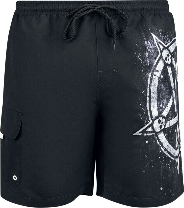 Badeshorts - Svømmeshorts med Pentagramprint - M til XXL - Herrer - svart