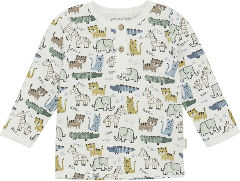 GOTS Langermet T-skjorte Aop Marshmallow White | Hvit | 74 cm