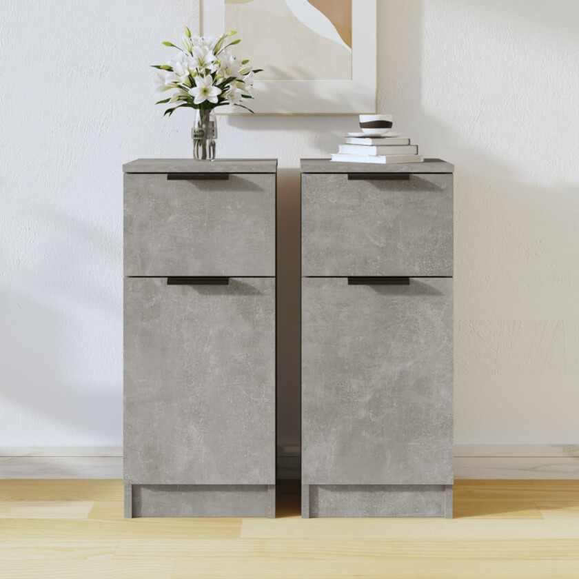 Skjenker 2 stk betonggrå 30x30x70 cm konstruert tre