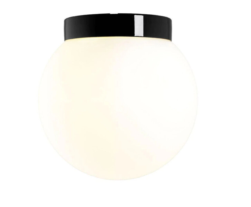 Classic Glob 30 cm taklampe IP54 - Svart/Opal glass