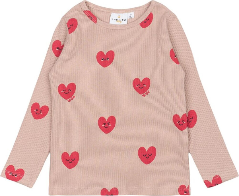 GOTS Nynne Ribbet T-skjorte Adobe Rose | Rosa | 80 cm