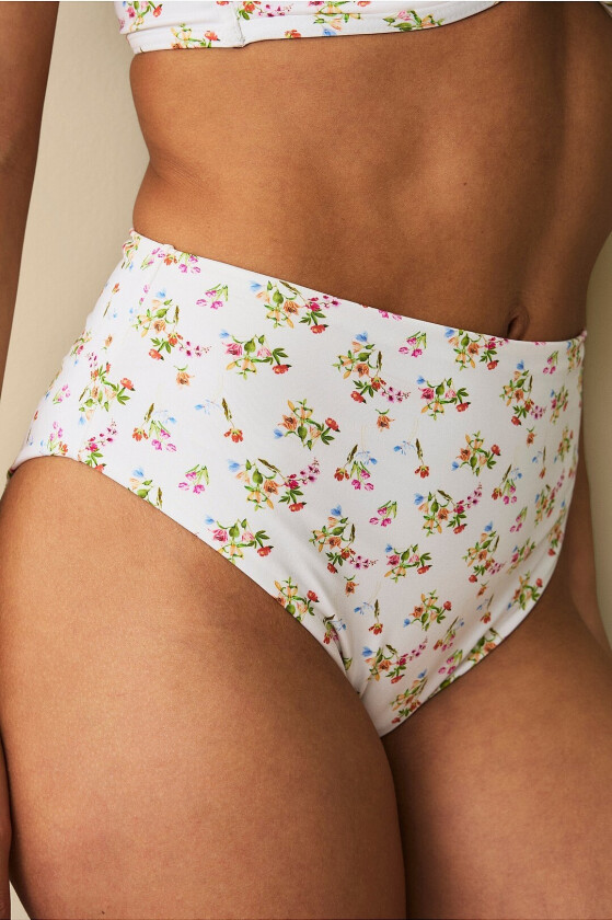 Zoey Bikini med høy midje, rosa - Hvit