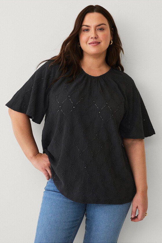 Topp (alice) Lace Top i blondestrikk - Svart