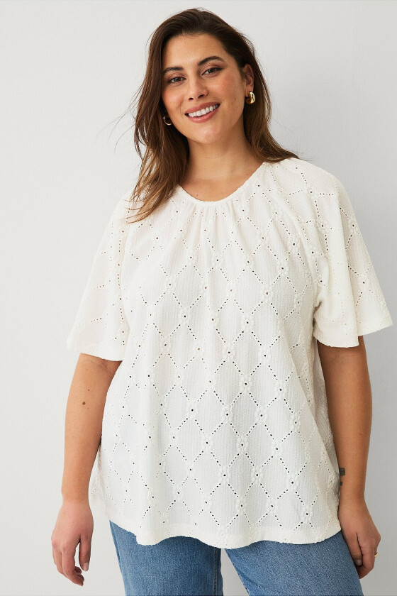 Topp (alice) Lace Top i blondestrikk - Hvit