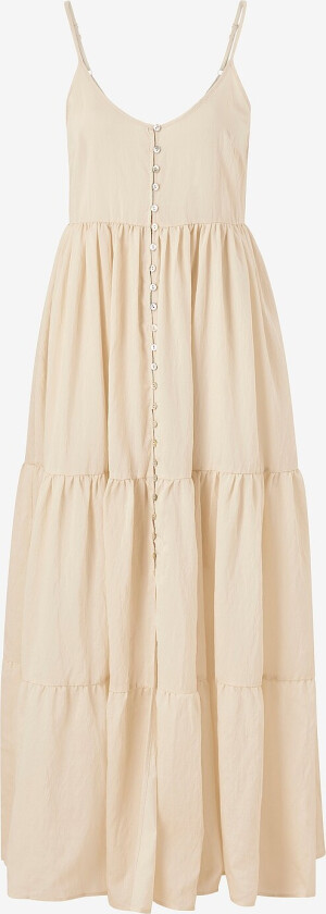 Kjole viGwen S/L Maxi Dress - Natur