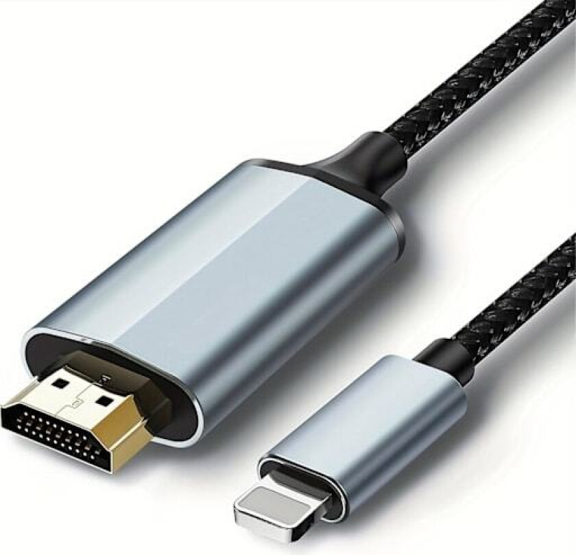 Lightning til HDMI Adapterkabel, HDMI-kabel for iPhone til TV Kompatibel med iPhone & YouTube til TV-utgang med 1080P HD-skjerm 13.2FT, Grå