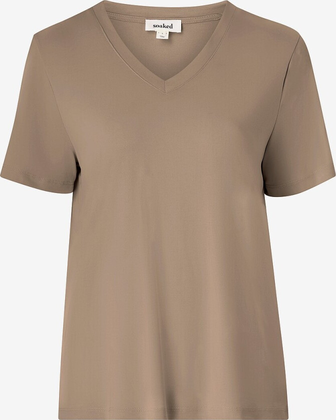 Topp slColumbine Loose Fit V-Neck SS - Brun