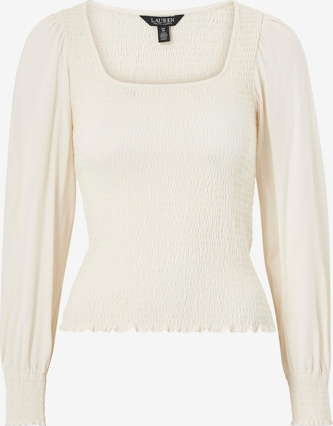 Topp Rfnd Ctn Jrsy Smock-lsl-plo - Hvit
