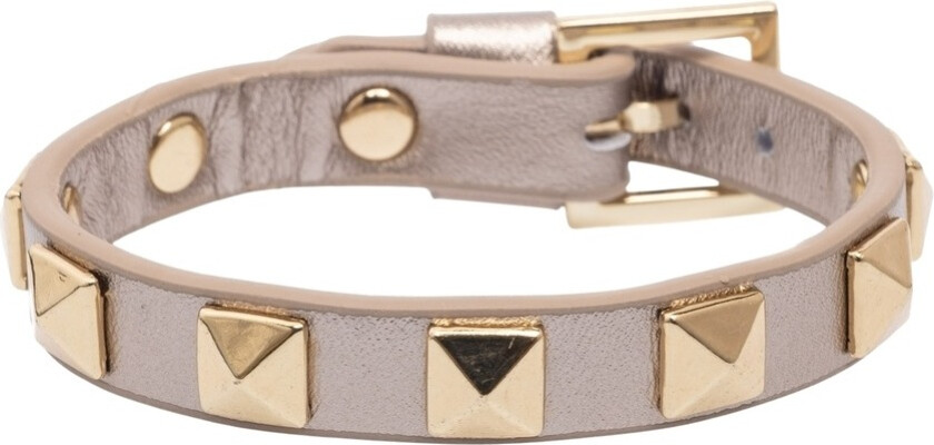 Leather Stud Bracelet Champagne Metallic