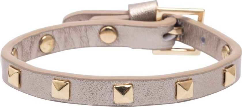 Leather Stud Bracelet Mini Champagne Metallic