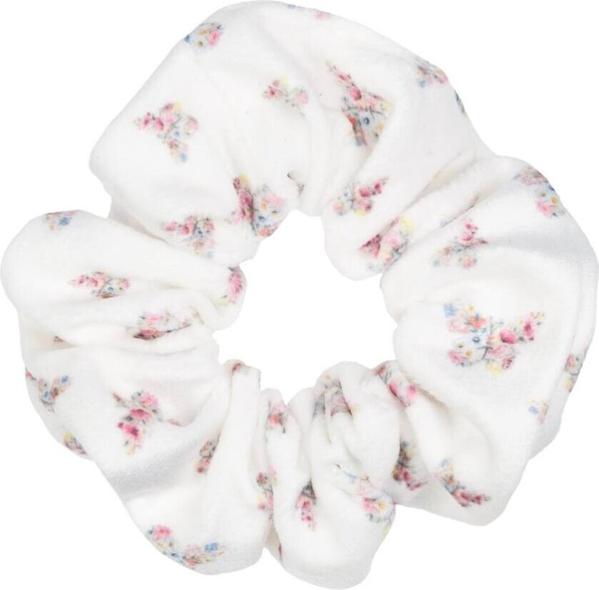 Velvet Scrunchie Off White Butterfly Pattern