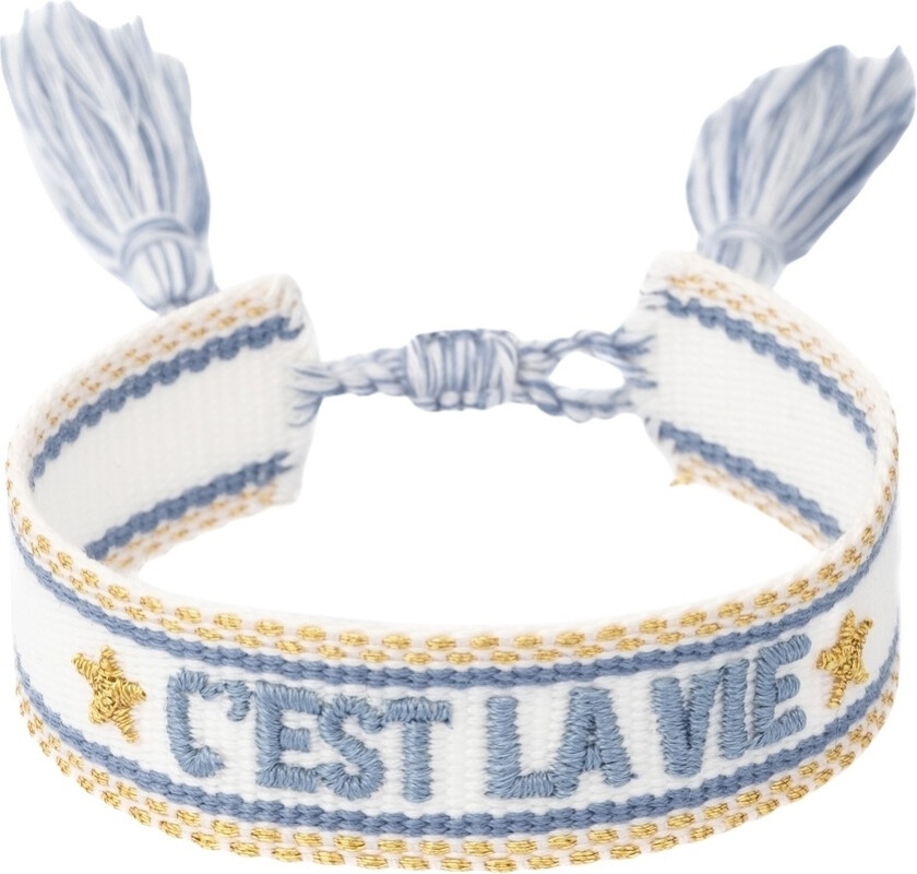 Woven Friendship Bracelet  "C'est La Vie" White With Light B