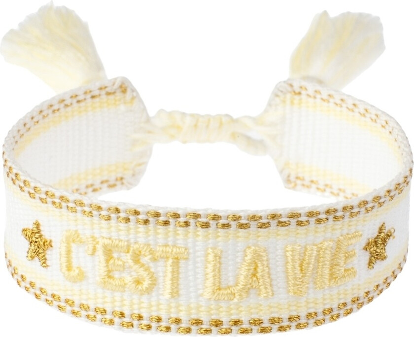 Woven Friendship Bracelet "C'est La Vie" White With Pale Yel