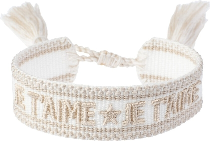 Woven Friendship Bracelet "Je T'aime" White With Sand