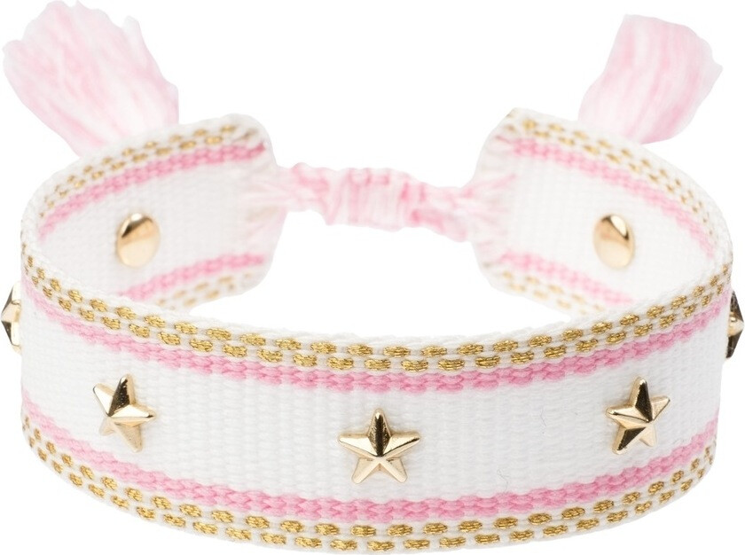 Woven Friendship Bracelet With Star Studs White With Bubbleg