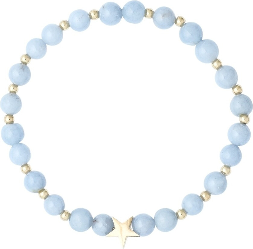 Stone Bead Bracelet 6mm With Gold Beads 501 Blue
