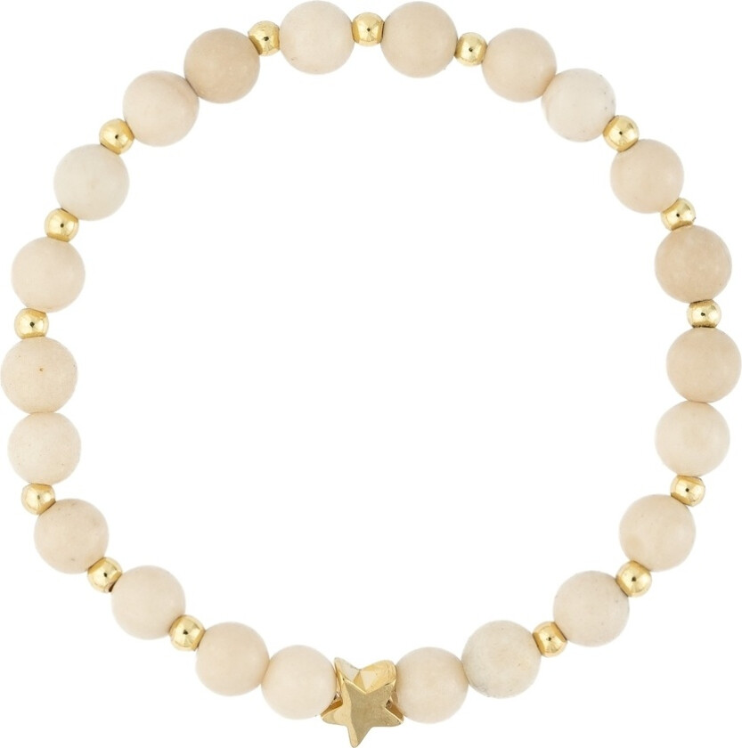 Stone Bead Bracelet 6mm With Gold Beads Sand