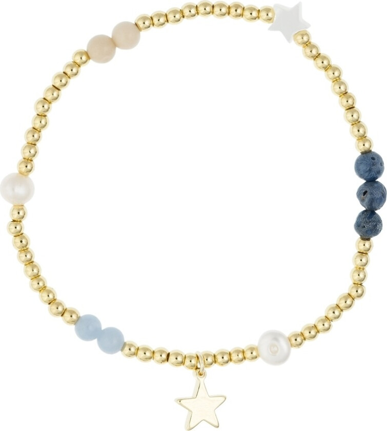Metal Bead Bracelet With Stone Beads & Pearls Blue & Sand Mi