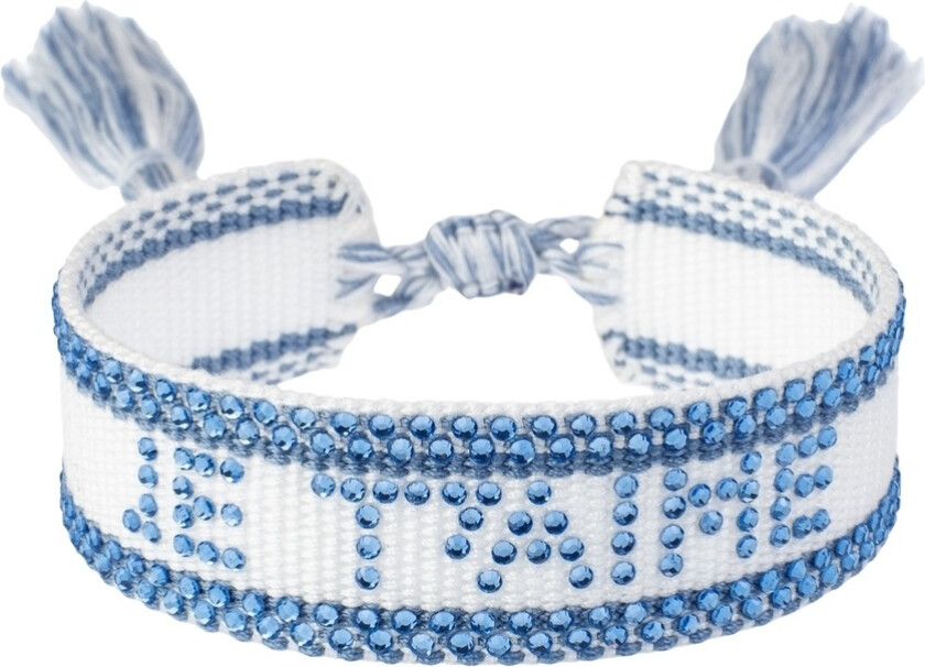 Woven Friendship Bracelet With Crystals "Je T'aime" White Wi