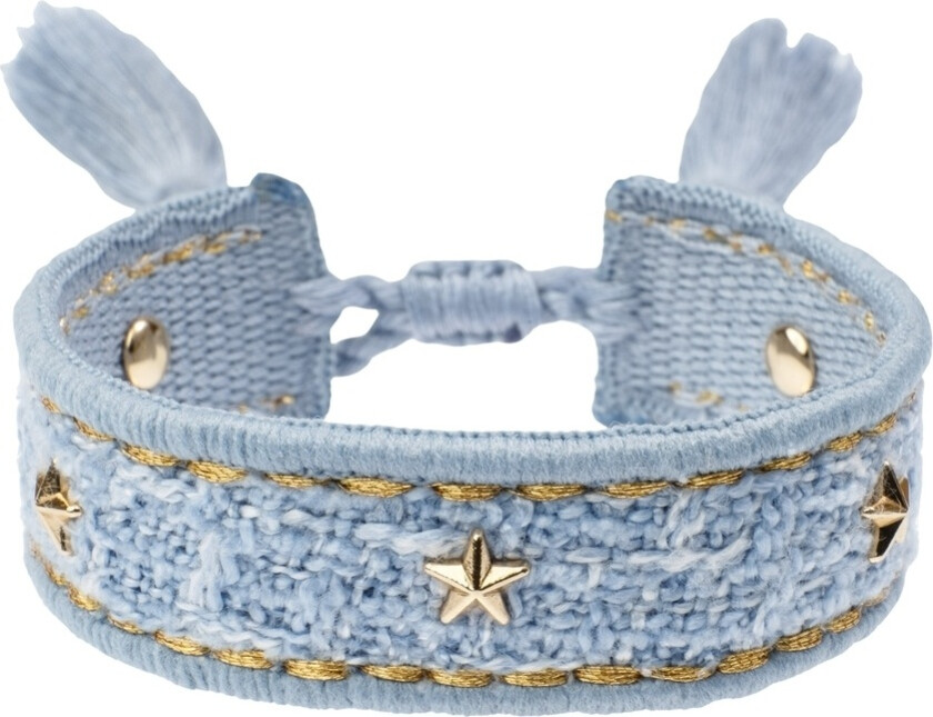 Tweed Friendship Bracelet With Star Studs Cool Blue