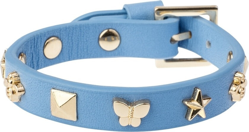 Leather Sign Stud Bracelet Ibiza Blue