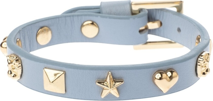 Leather Sign Stud Bracelet Light Blue