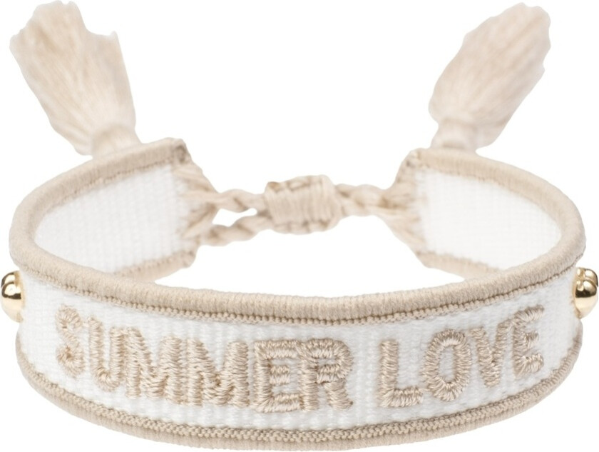 Woven Friendship Bracelet Thin "Summer Love" White & Sand