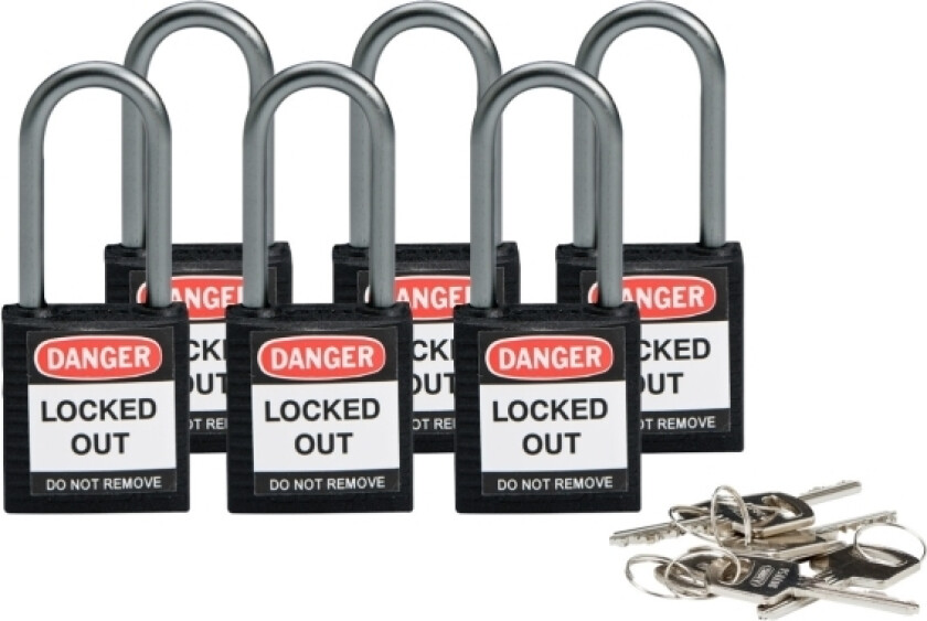 814125, Tradisjonell, Nøkkellås, Bruk Bare Én Nøkkel, Sort, Aluminium, U-Formet