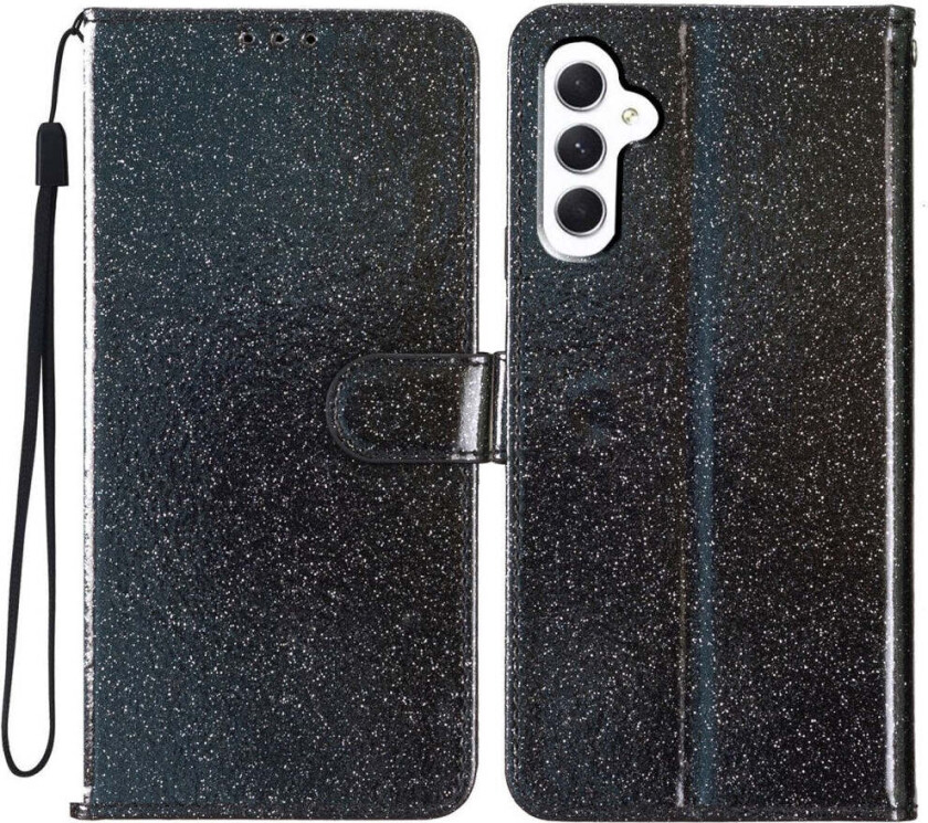 Samsung Galaxy A36 (5G) Flip Deksel m. Lommebok & Stropp - Glitter - Svart