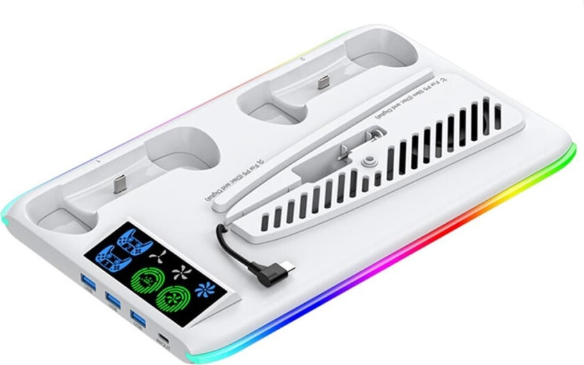 Ladestasjon for Sony Playstation 5 PS5 Slim Kjølestasjon Dobbel kontrollerlader