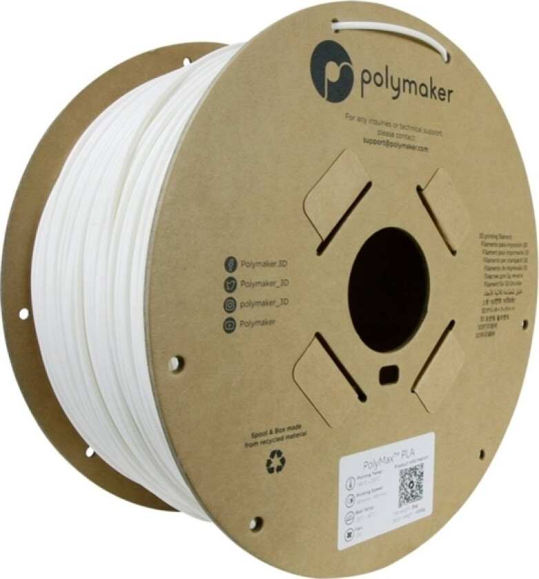 Polymaker Pa06026 Filament Tough Pla Slagfast 2.85 Mm 3000 G Hvid Polymax™ 1 Stk