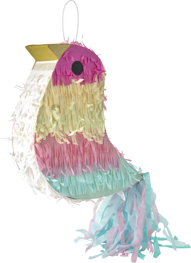 Pinata in Bird Shape - Pink, Yellow, Blue - Large