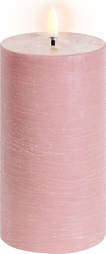 - LED pillar candle - Dusty rose, Rustic - 7,8x15 cm (UL-PI-DR-C78015)