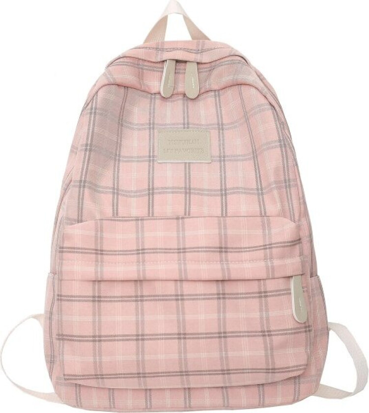 Lys Academia Estetisk Ryggsekk Rutete Preppy Ryggsekk Tenåringsjenter Bokvesker Tilbake Til Skolen Ryggsekk Rekvisita (Gentle Pink)