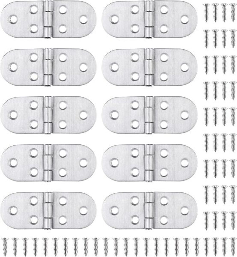 10 stk Flip Hengsler Rund Kant, 270 Graders Rustfritt Stål Hengsel med Skruer, Marine Båt Dør Hengsel, Heavy Duty Rem Hengsel, Drop Down Hengsler for Fol
