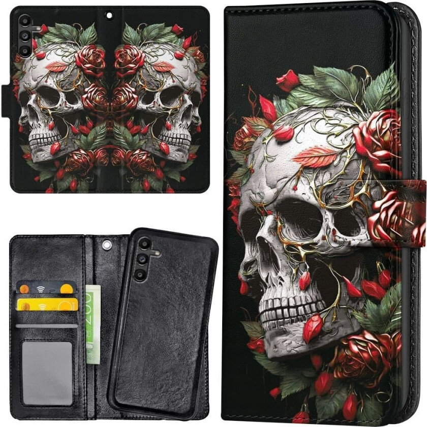 Samsung Galaxy A35 5G - Lommebok Deksel Skull Roses