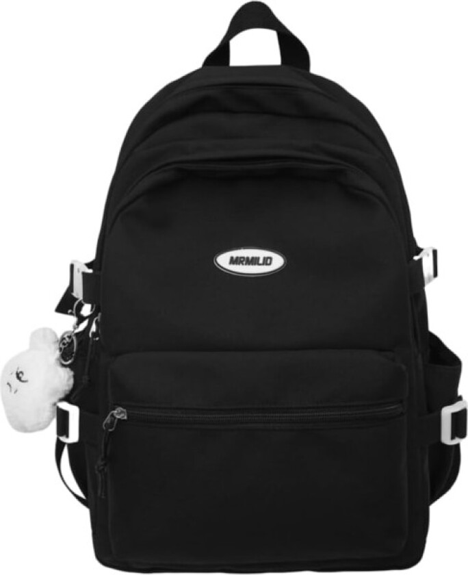 Kawaii Ryggsekk med Søte Tilbehør Estetisk 15,6 Tommers Laptop Ryggsekk Anheng (Svart)