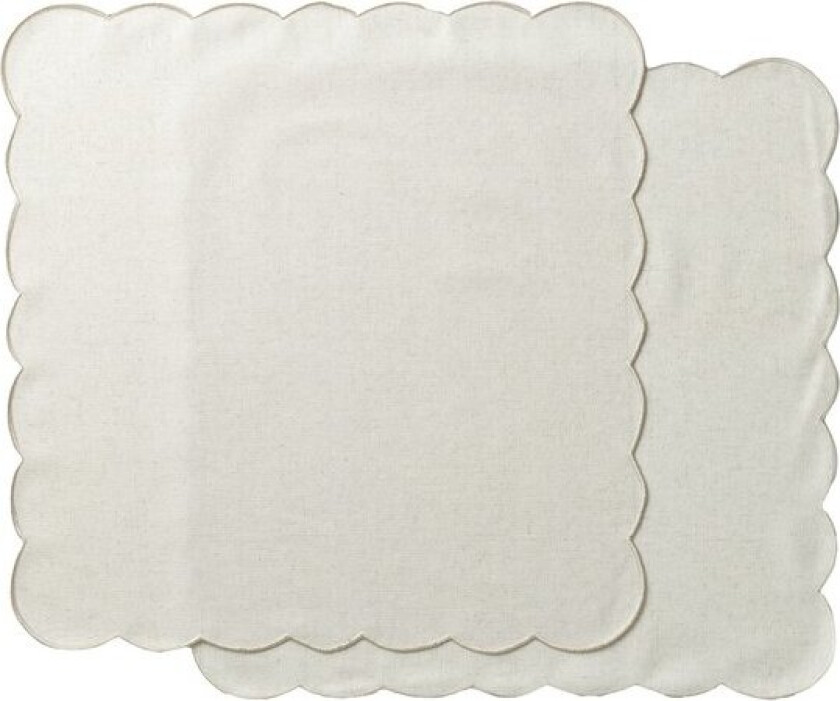 Scallopped tekstilserviett 2 stk 40x40 cm natur